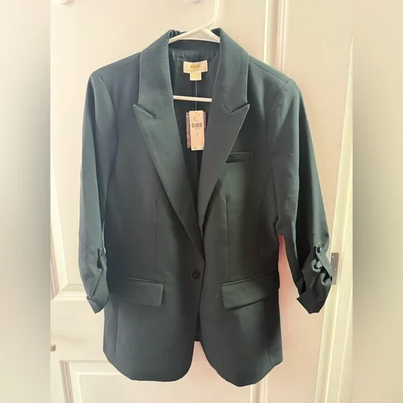 NWT Anthropologie Maeve Black Rolled Sleeve oversized  academia spring Blazer 6 - Picture 5 of 8